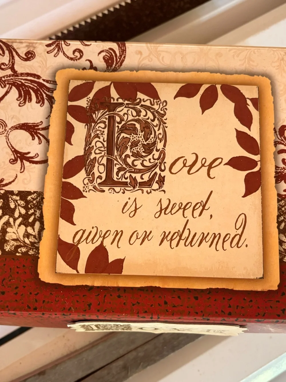 Red and Cream Decorative 'Love' Storage Boxes - Set of 2